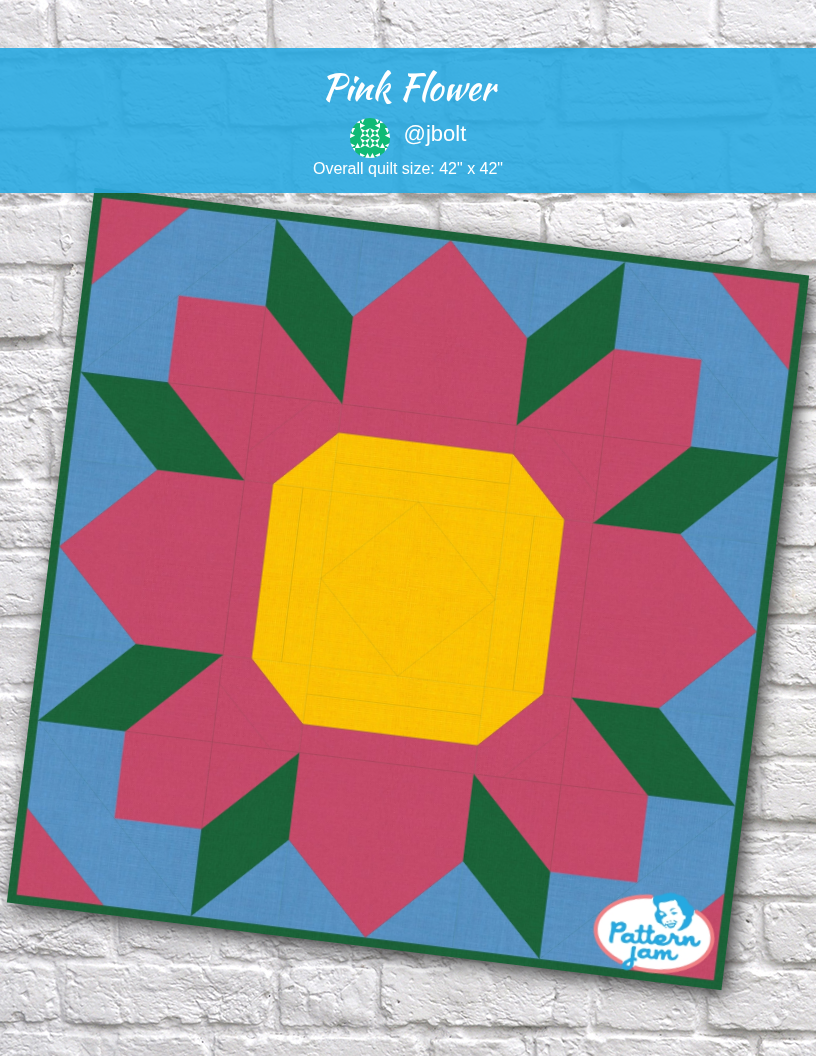Pink flower - custom quilt designed by @jbolt using PatternJam quilt design software