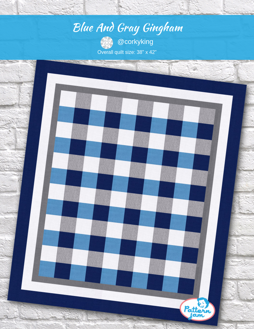 Blue and Gray Gingham - custom quilt designed by &#64;corkyking using PatternJam quilt design software