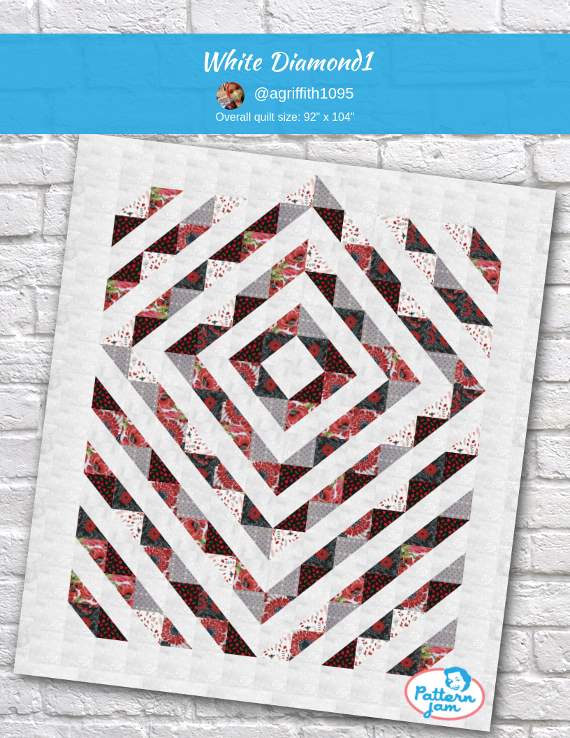 white diamond1 - custom quilt designed by &#64;agriffith1095 using PatternJam quilt design software