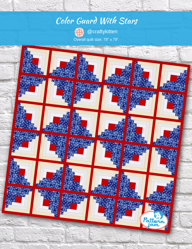 Color Guard with Stars - custom quilt designed by &#64;craftykitten using PatternJam quilt design software