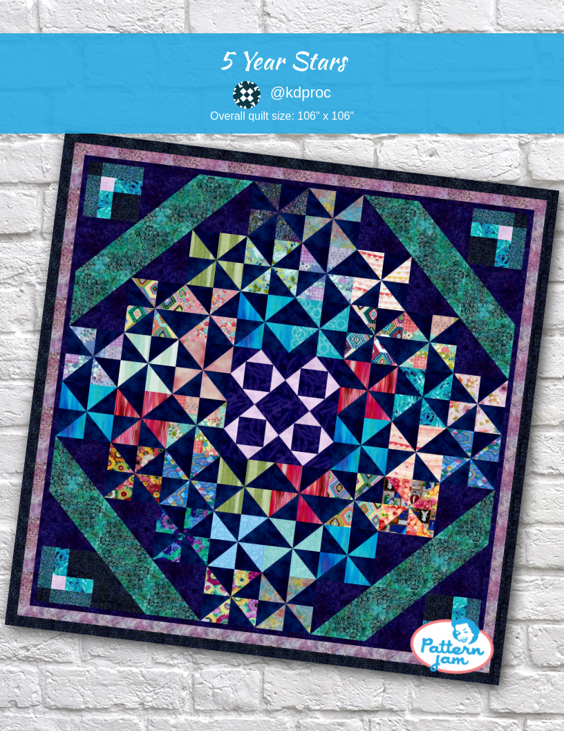 5 Year Stars - custom quilt designed by &#64;kdproc using PatternJam quilt design software