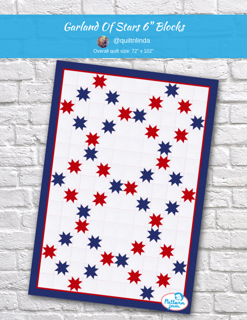Garland of Stars 6" blocks - custom quilt designed by &#64;quiltnlinda using PatternJam quilt design software