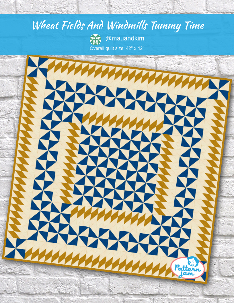 Wheat Fields and Windmills Tummy Time - custom quilt designed by &#64;mauandkim using PatternJam quilt design software