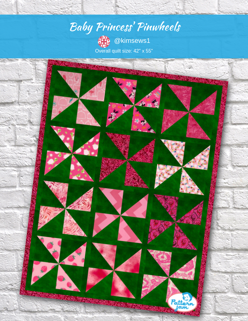 Baby Princess' Pinwheels - custom quilt designed by &#64;kimsews1 using PatternJam quilt design software