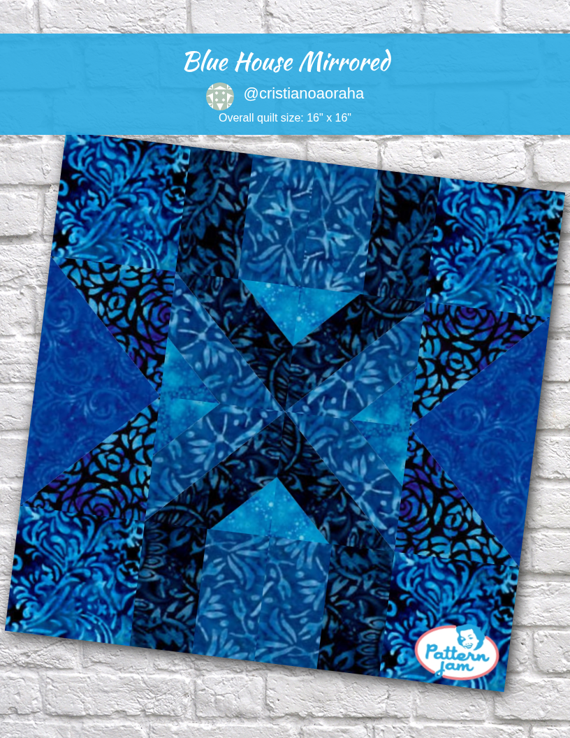 Blue House Mirrored - custom quilt designed by @cristianoaoraha using PatternJam quilt design software