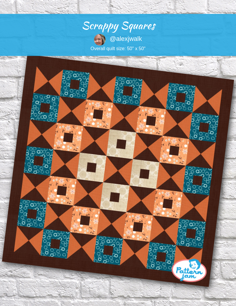 Scrappy squares - custom quilt designed by &#64;alexjwalk using PatternJam quilt design software