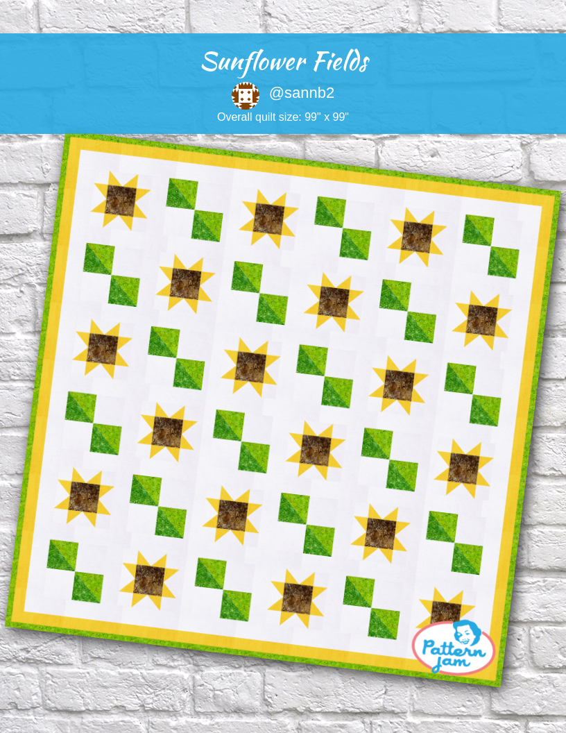 sunflower fields - custom quilt designed by &#64;sannb2 using PatternJam quilt design software