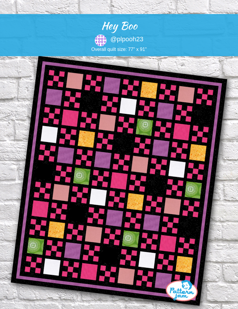 Hey Boo - custom quilt designed by &#64;plpooh23 using PatternJam quilt design software