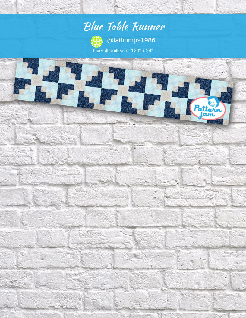 Blue Table Runner - custom quilt designed by &#64;lathomps1986 using PatternJam quilt design software