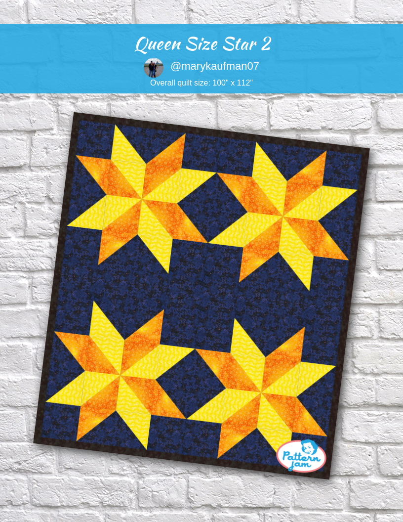 Queen Size Star 2 - custom quilt designed by &#64;marykaufman07 using PatternJam quilt design software