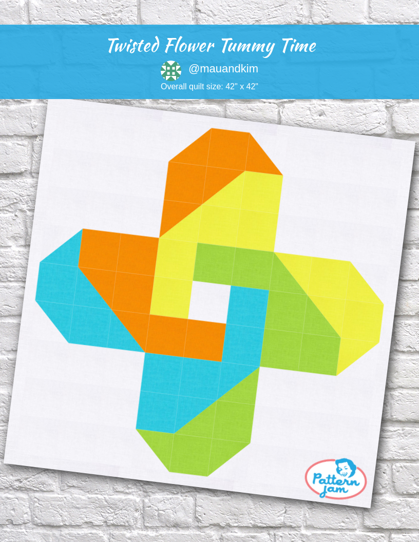 Twisted Flower Tummy Time - custom quilt designed by &#64;mauandkim using PatternJam quilt design software