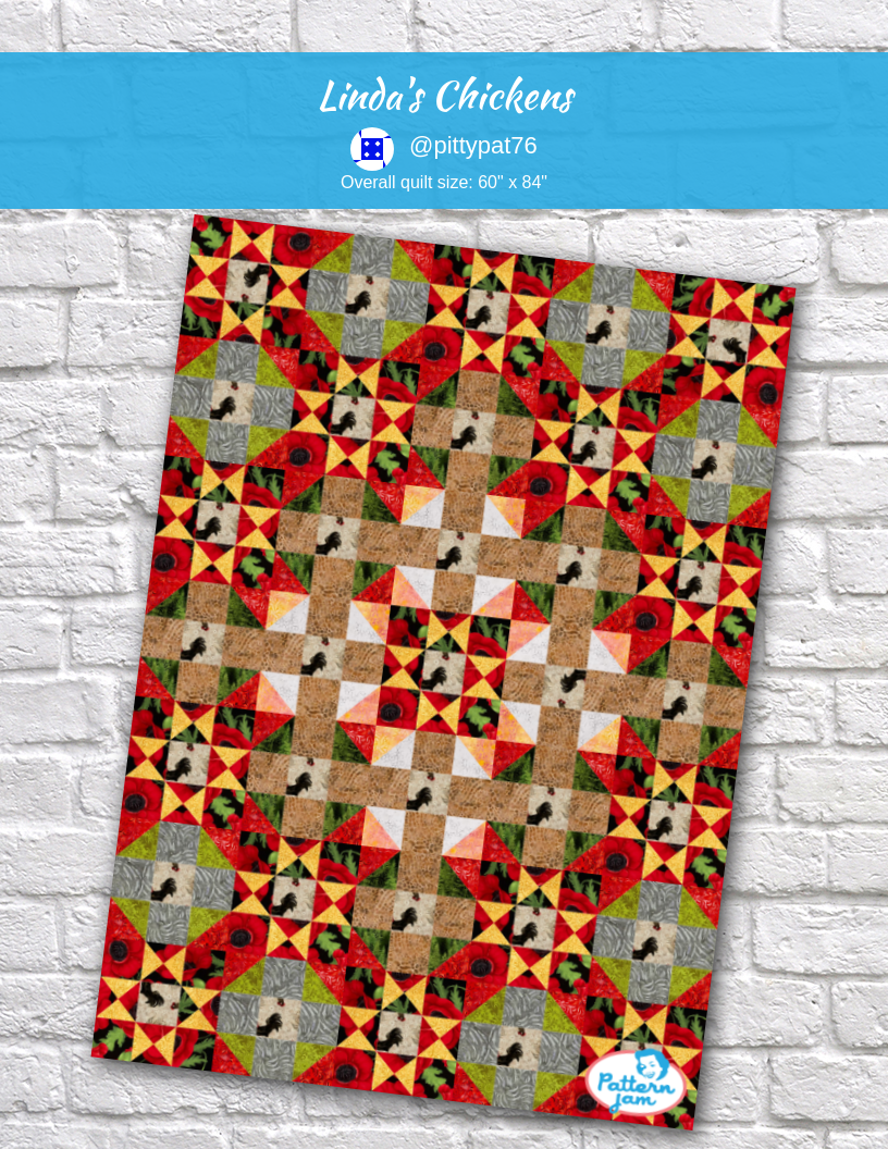 Linda's Chickens - custom quilt designed by &#64;pittypat76 using PatternJam quilt design software