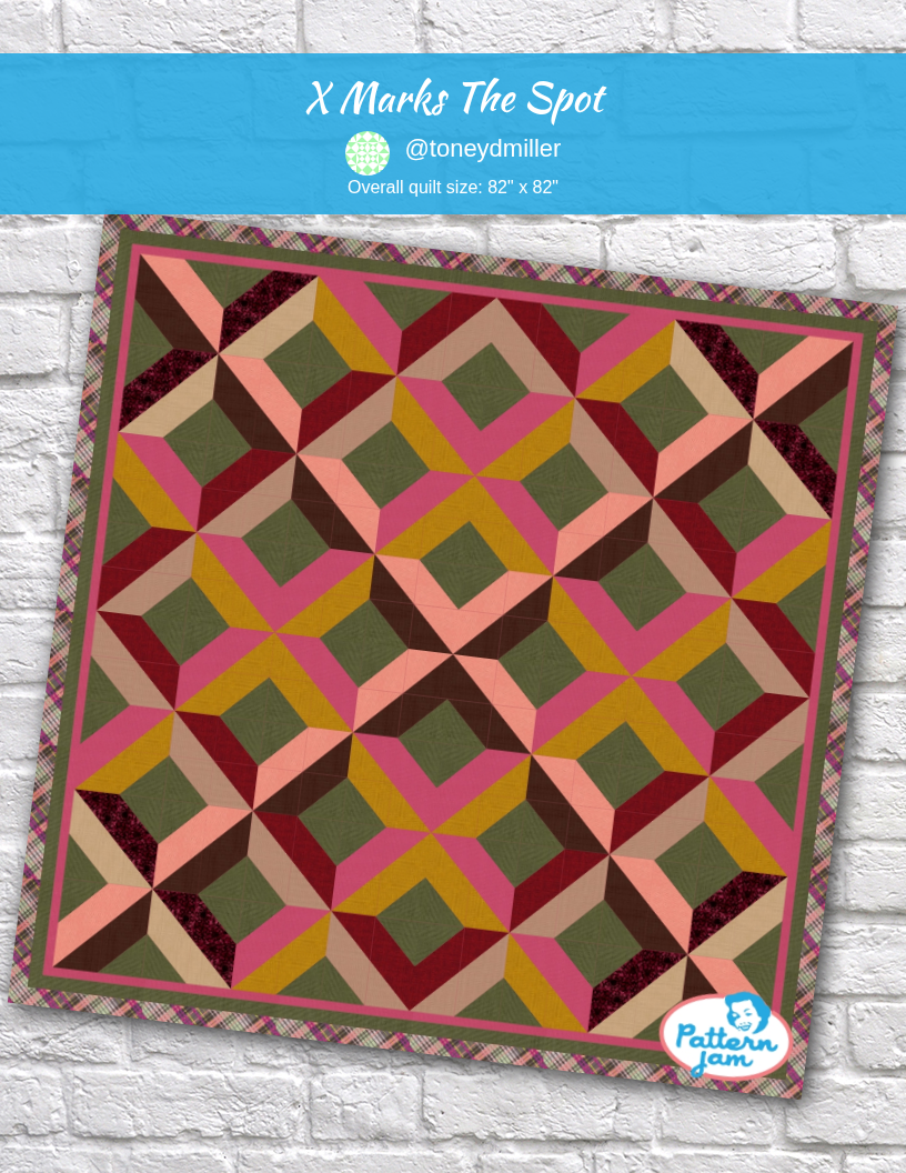 X Marks The Spot - custom quilt designed by @toneydmiller using PatternJam quilt design software