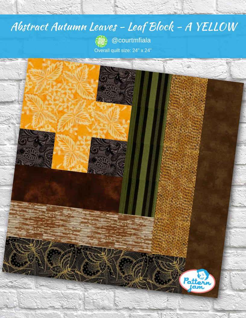 Abstract autumn leaves - leaf block - A YELLOW - custom quilt designed by &#64;courtmfiala using PatternJam quilt design software