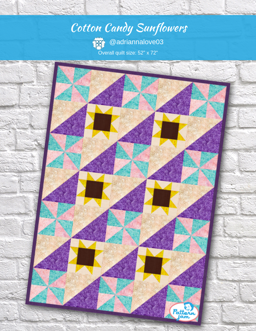 cotton candy sunflowers - custom quilt designed by &#64;adriannalove03 using PatternJam quilt design software