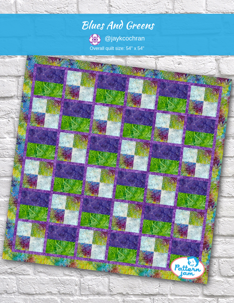 Blues and Greens - custom quilt designed by &#64;jaykcochran using PatternJam quilt design software