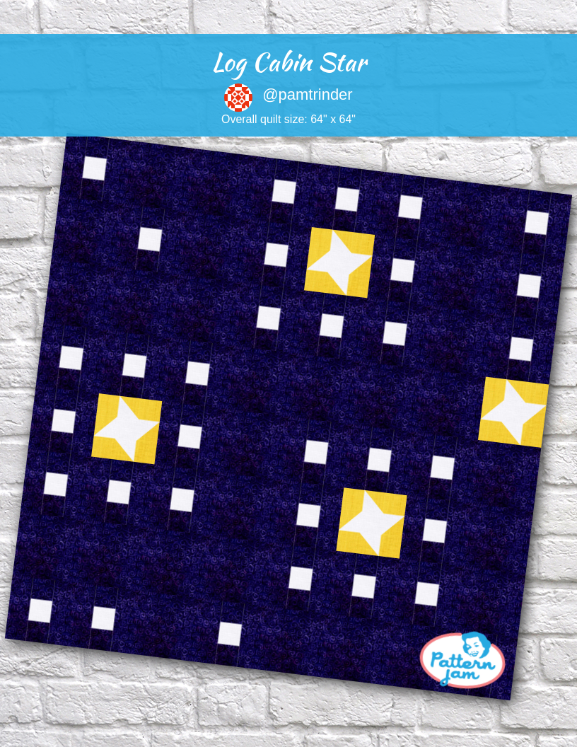 Log Cabin Star - custom quilt designed by &#64;pamtrinder using PatternJam quilt design software