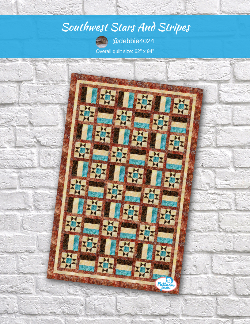 southwest stars and stripes - custom quilt designed by &#64;debbie4024 using PatternJam quilt design software