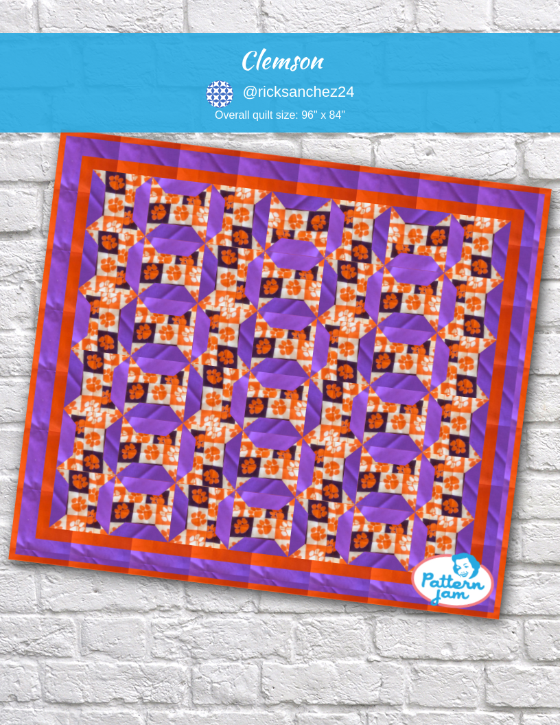 clemson - custom quilt designed by &#64;ricksanchez24 using PatternJam quilt design software