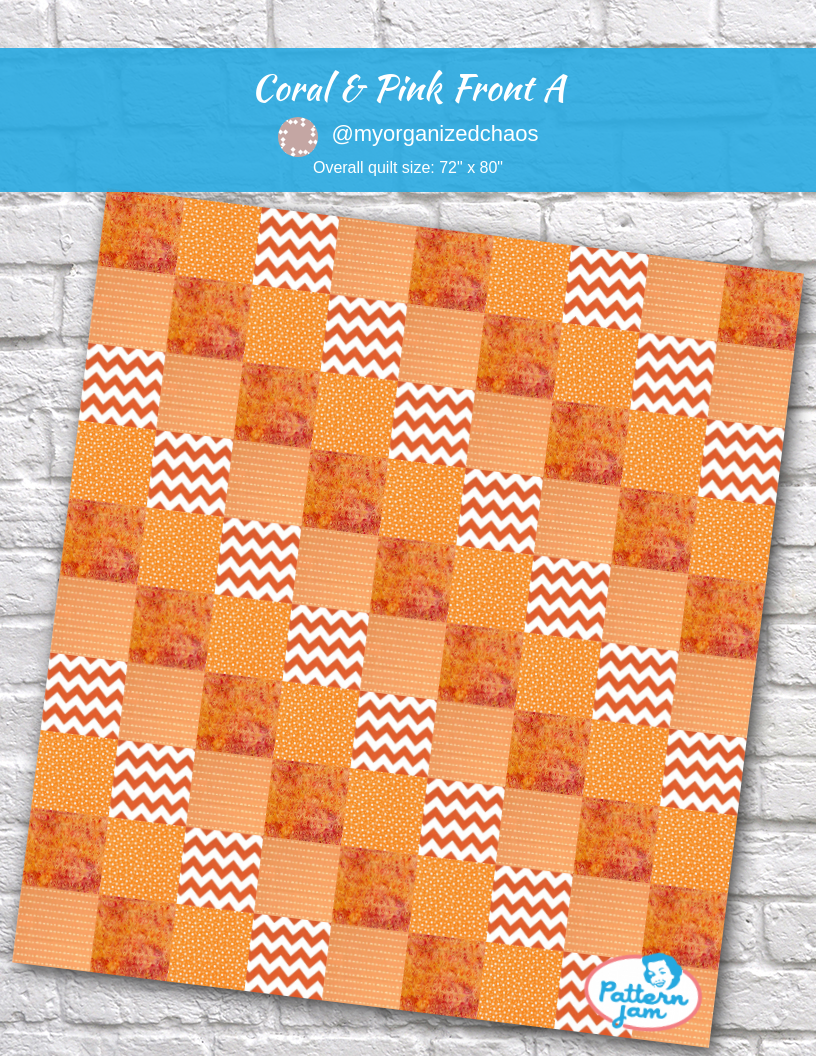 Coral & Pink Front A - custom quilt designed by &#64;myorganizedchaos using PatternJam quilt design software
