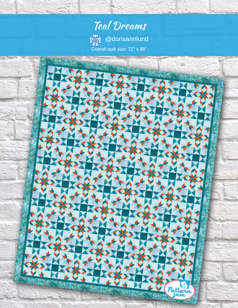 Teal dreams - custom quilt designed by &#64;dorisannlund using PatternJam quilt design software