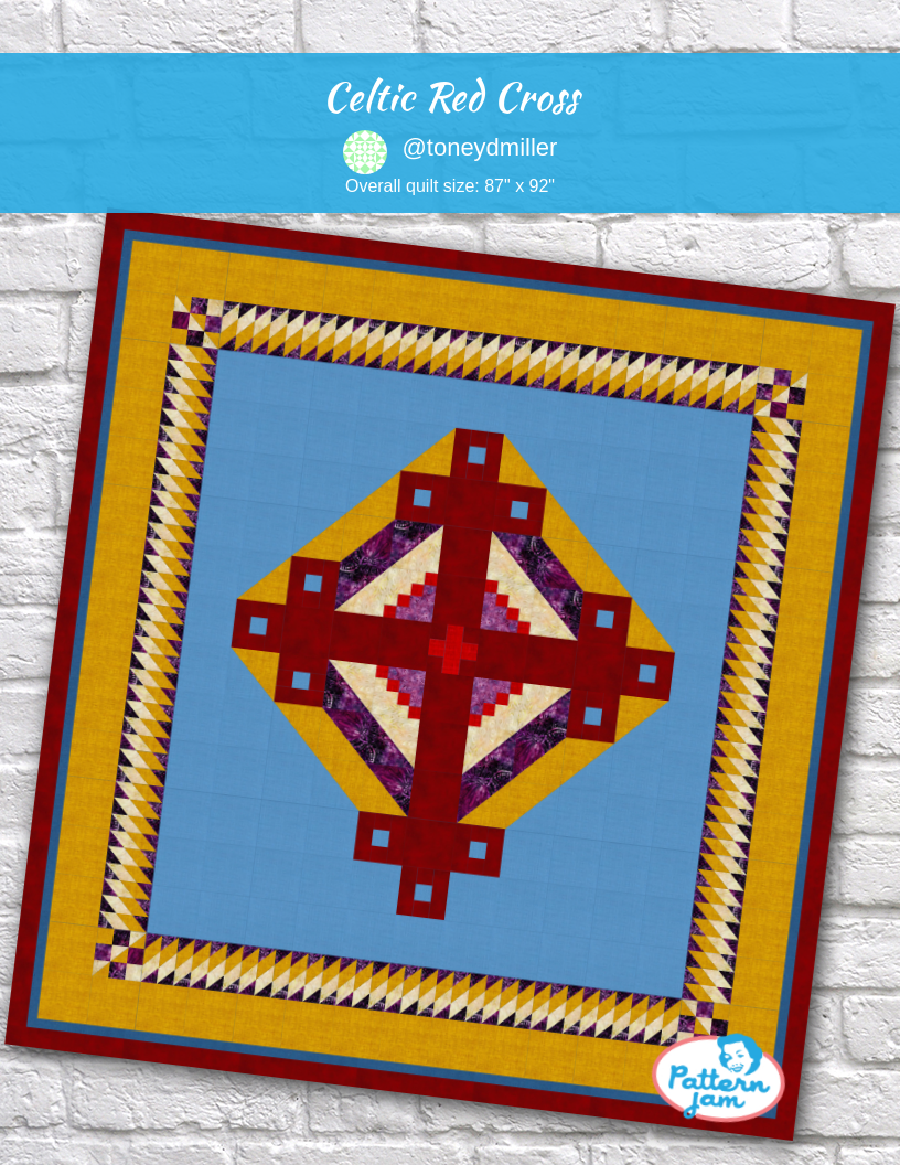 Celtic Red Cross - custom quilt designed by &#64;toneydmiller using PatternJam quilt design software