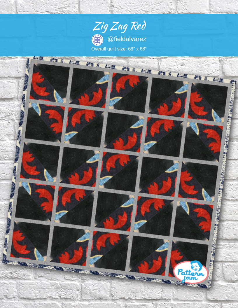 Zig Zag Red - custom quilt designed by &#64;fieldalvarez using PatternJam quilt design software