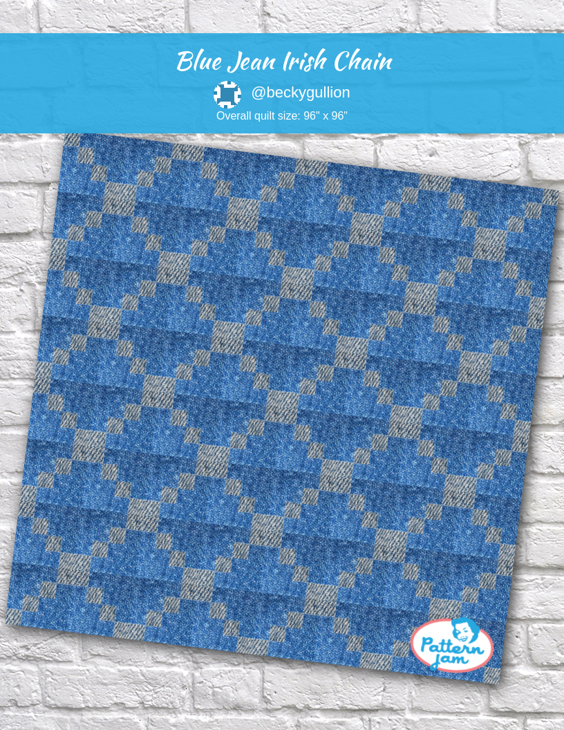 Blue Jean Irish Chain - custom quilt designed by &#64;beckygullion using PatternJam quilt design software