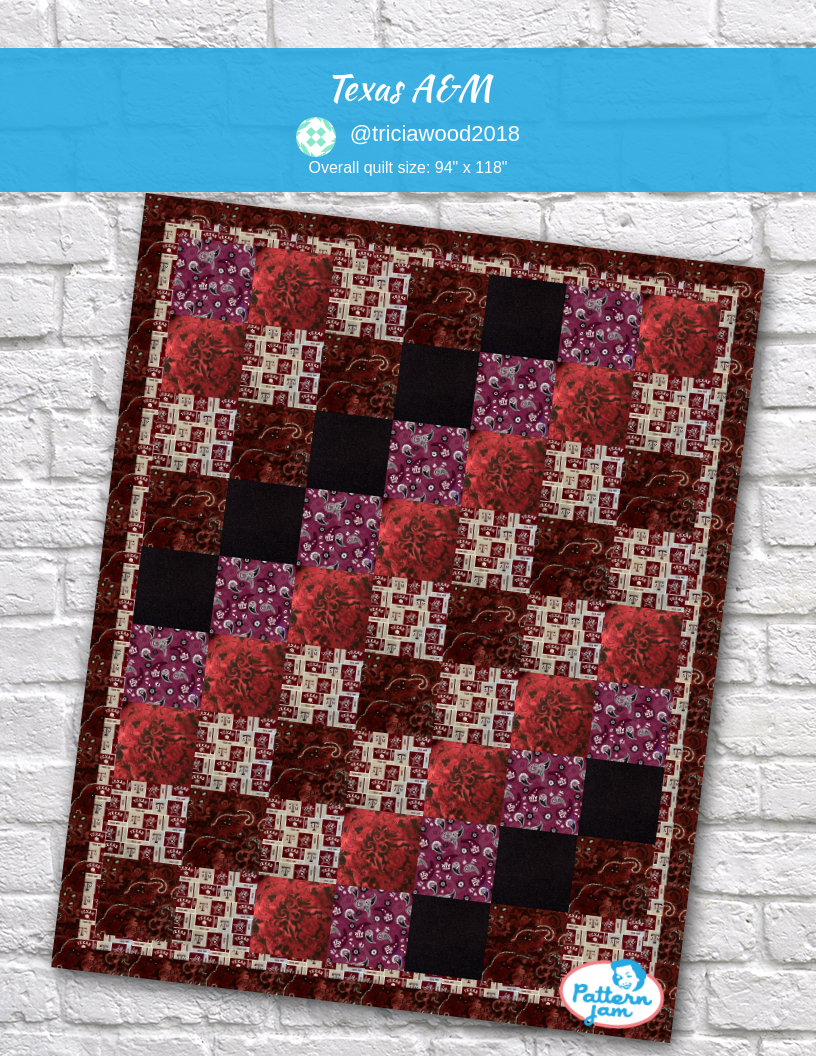 Texas A&M - custom quilt designed by &#64;triciawood2018 using PatternJam quilt design software