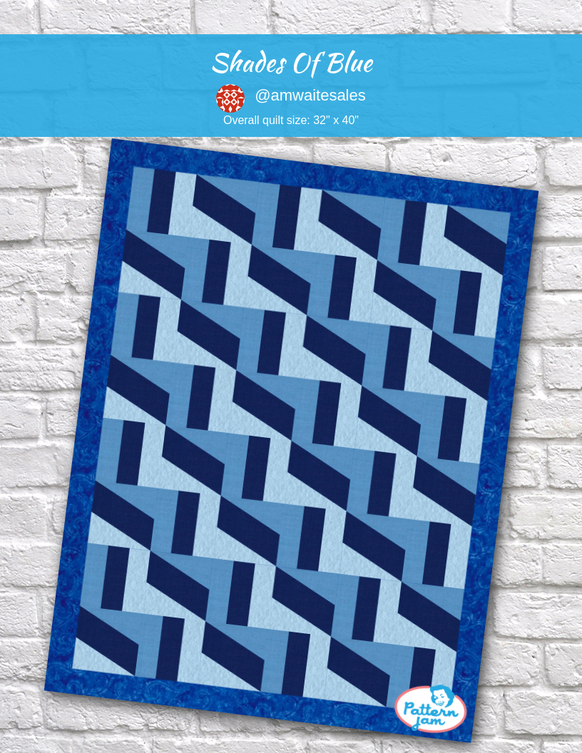 Shades of blue - custom quilt designed by &#64;amwaitesales using PatternJam quilt design software