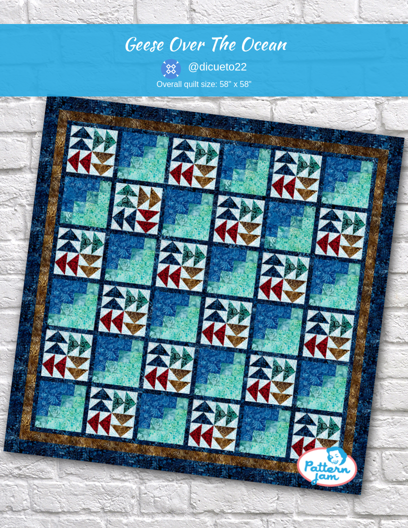 Geese Over the Ocean - custom quilt designed by &#64;dicueto22 using PatternJam quilt design software