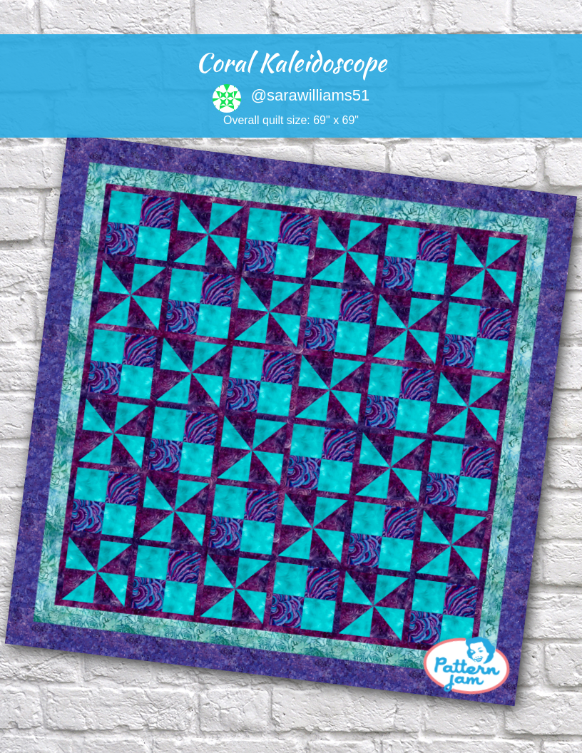 Coral Kaleidoscope - custom quilt designed by &#64;sarawilliams51 using PatternJam quilt design software