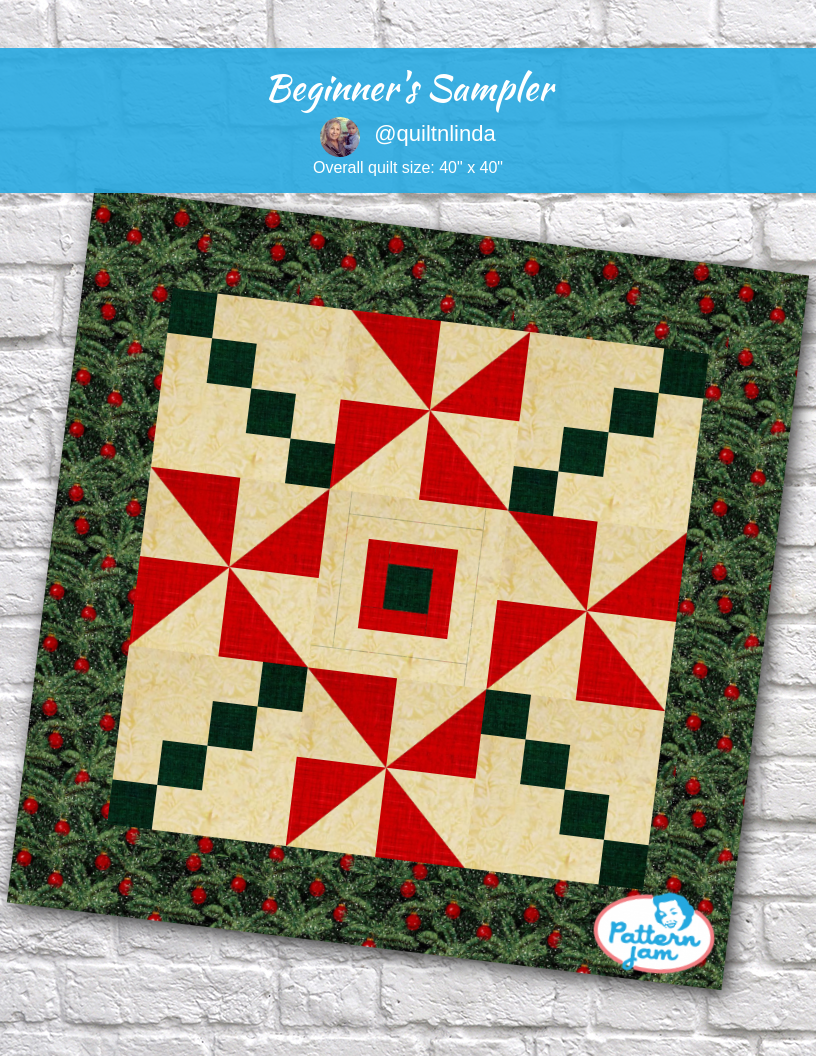 Beginner's Sampler - custom quilt designed by &#64;quiltnlinda using PatternJam quilt design software