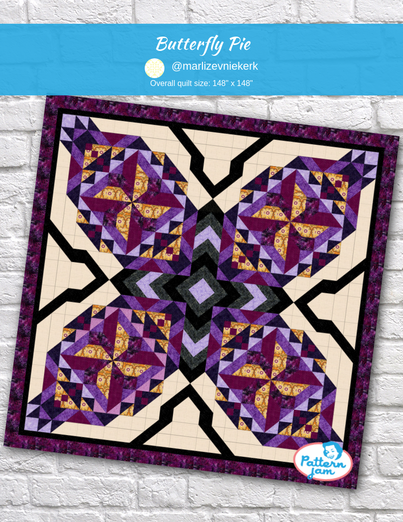 Butterfly Pie - custom quilt designed by &#64;marlizevniekerk using PatternJam quilt design software