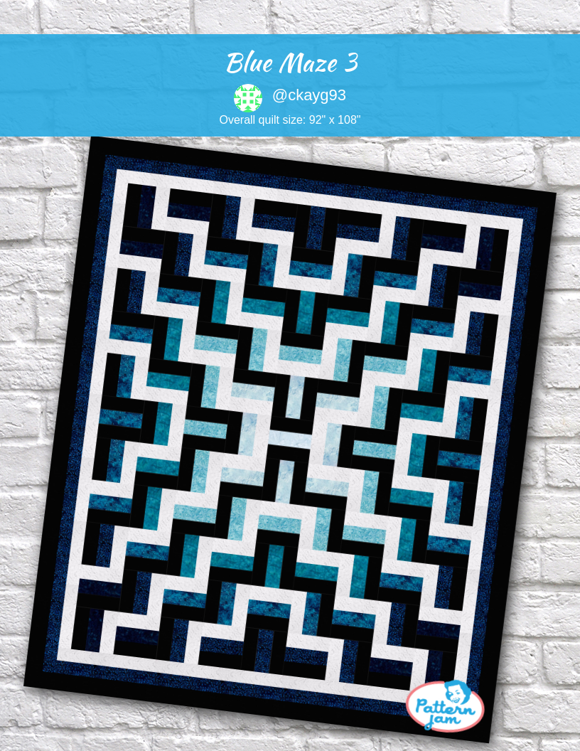 Blue Maze 3 - custom quilt designed by &#64;ckayg93 using PatternJam quilt design software