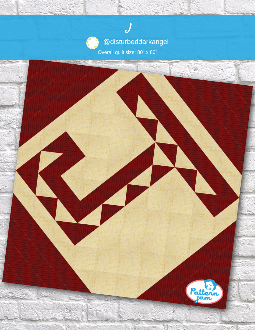J - custom quilt designed by &#64;disturbeddarkangel using PatternJam quilt design software