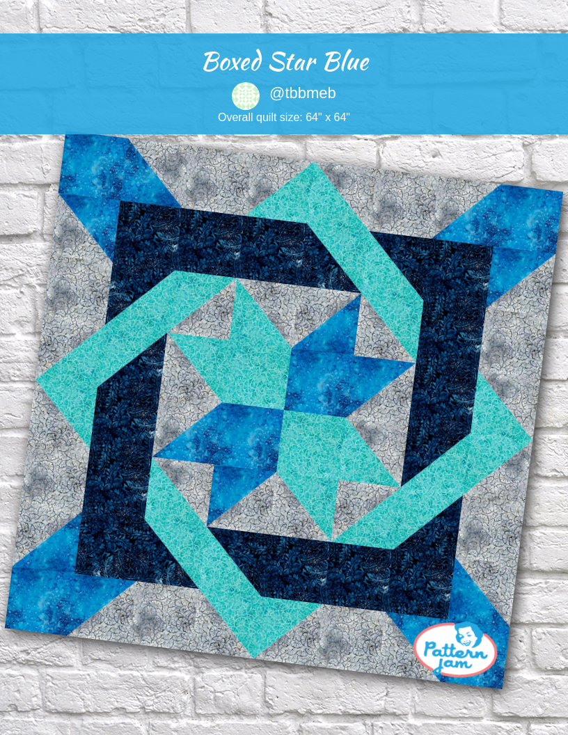 Boxed Star Blue - custom quilt designed by &#64;tbbmeb using PatternJam quilt design software