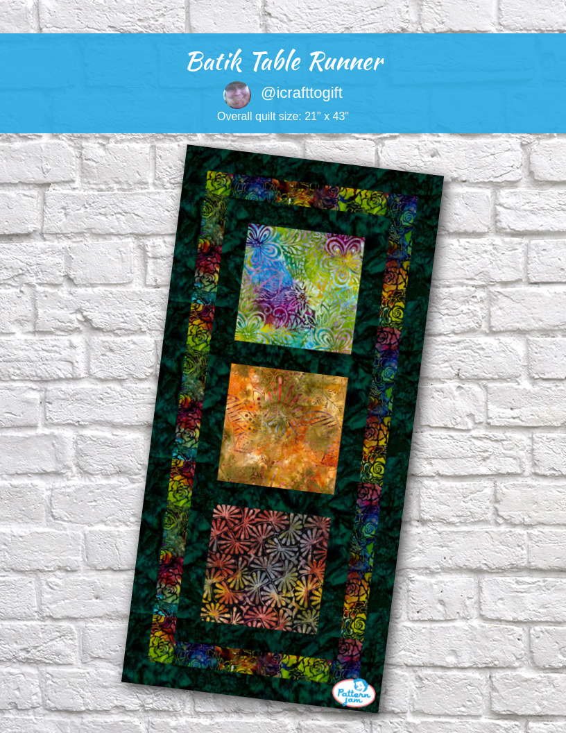 batik table runner - custom quilt designed by &#64;icrafttogift using PatternJam quilt design software