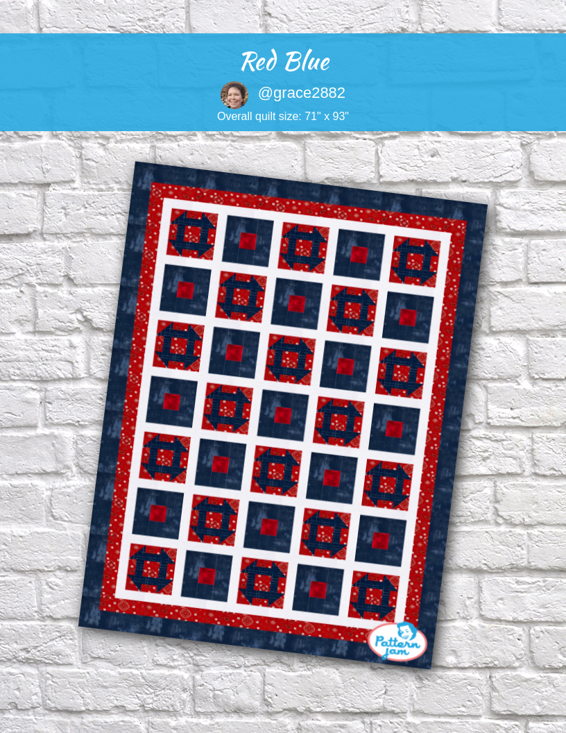 red blue - custom quilt designed by &#64;grace2882 using PatternJam quilt design software